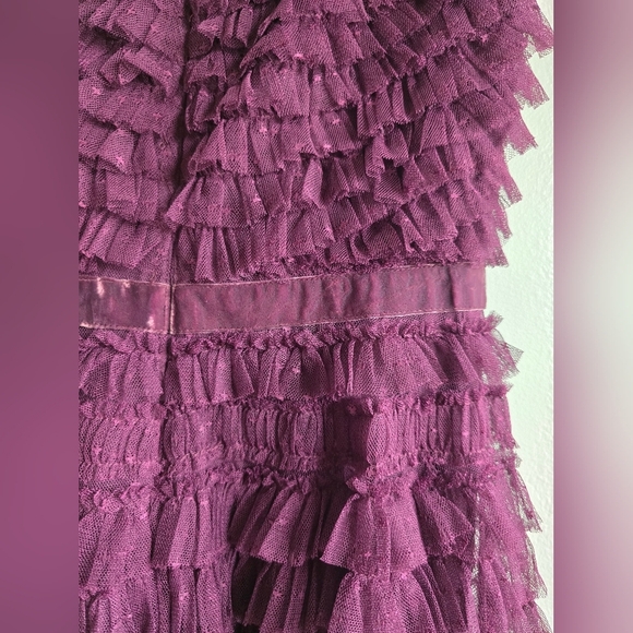 NWT!! MAC DUGGAL, Ruffle Cap Sleeve Tiered Midi Dress, Amethyst-NWT Size 4 -$398 - Picture 6 of 11